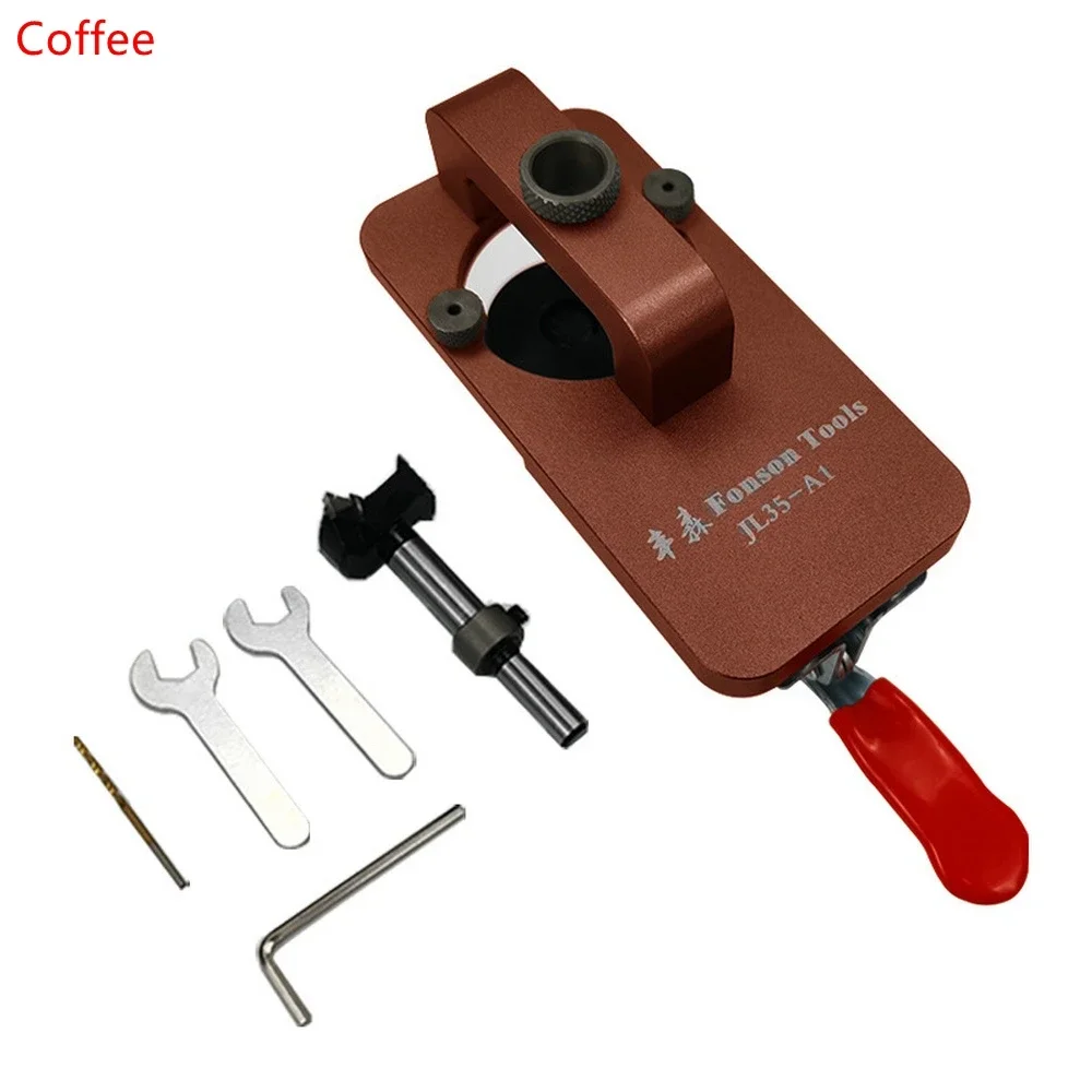 Woodworking Hinge Hole Drill Guide Locator Wood Drilling Dowel Jig 35MM Door Cabinet Hole Opener Tools