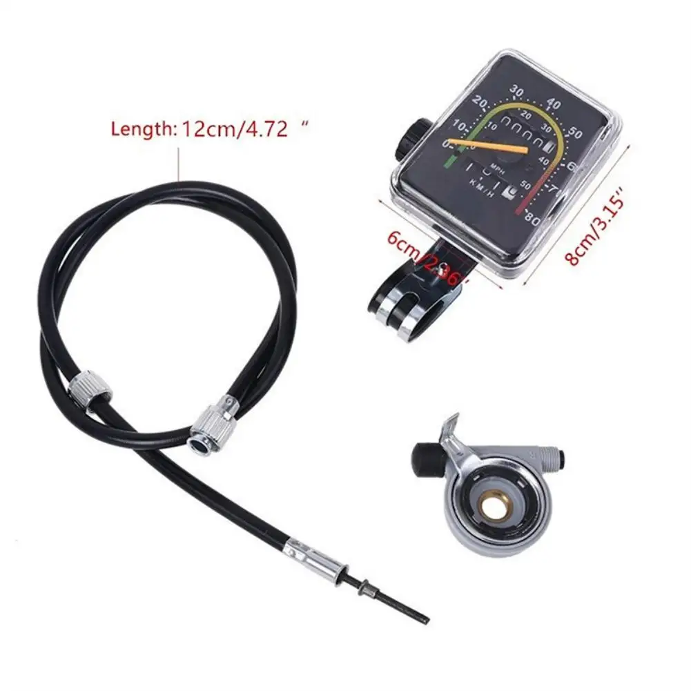 Alloy Mechanical Bike Speedometer with 78cm Cable for Road Mountain and Folding Bikes Mechanical Odometer No Battery Required