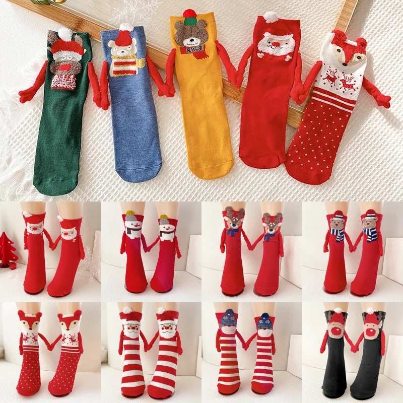 

Рождественские носки для пар с героями мультфильмов, чулки с оленями и Санта-Клаусом, украшения для рождественской елки, подарок для девочек, зимние теплые носки