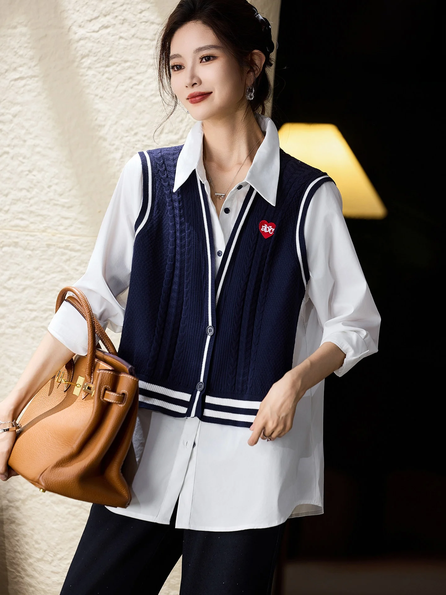 

Женская свободная блузка-обманка (имитация двойки) с длинным рукавом, осенняя новинка, большие размеры, модный топ от SuMu Street