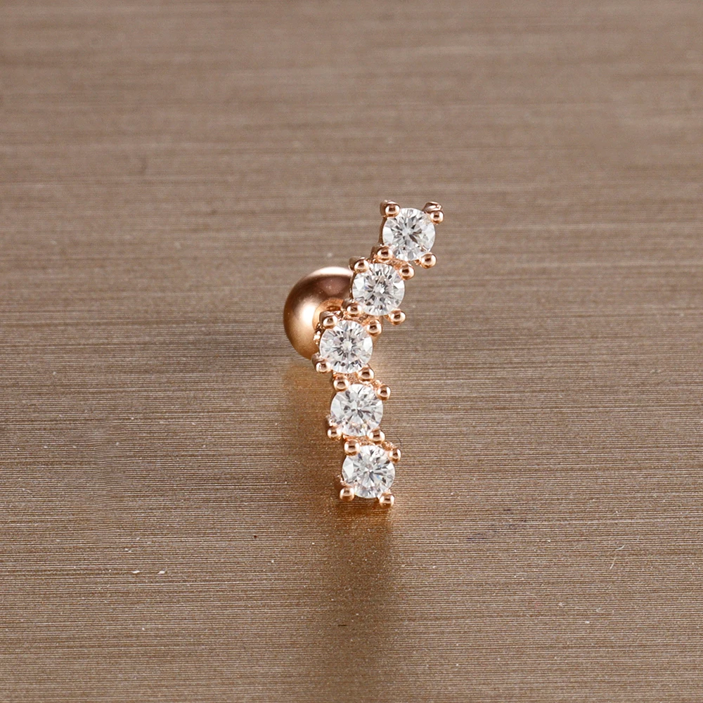 Mini Zircon Cartilage Piercing Stud Earring, 6 Styles