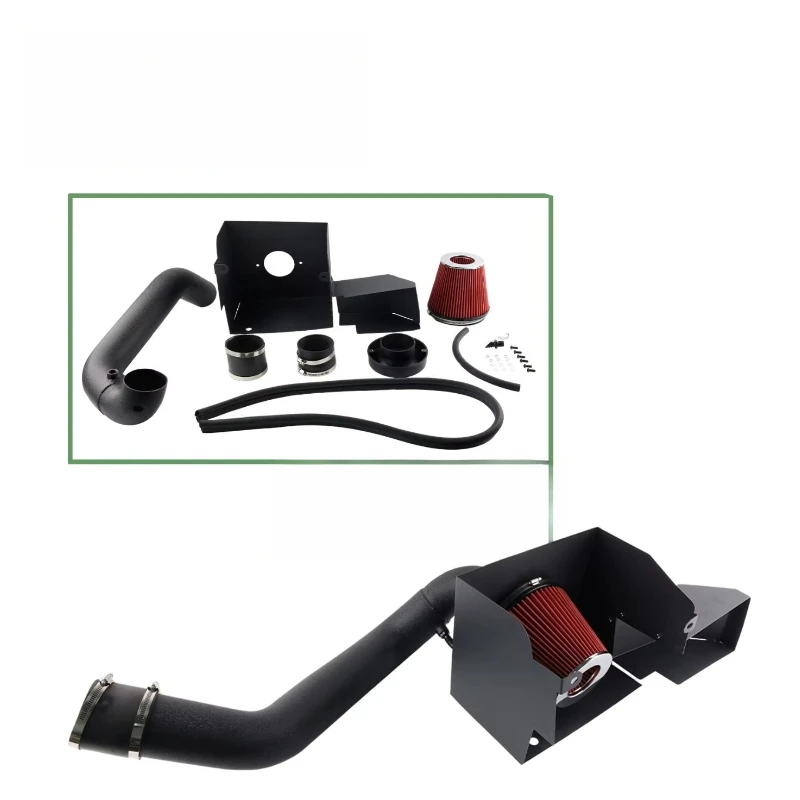 For 3.6L V6 Mechanical Shroud Cold Air Inlet + Red Filter DR54-BK-RD