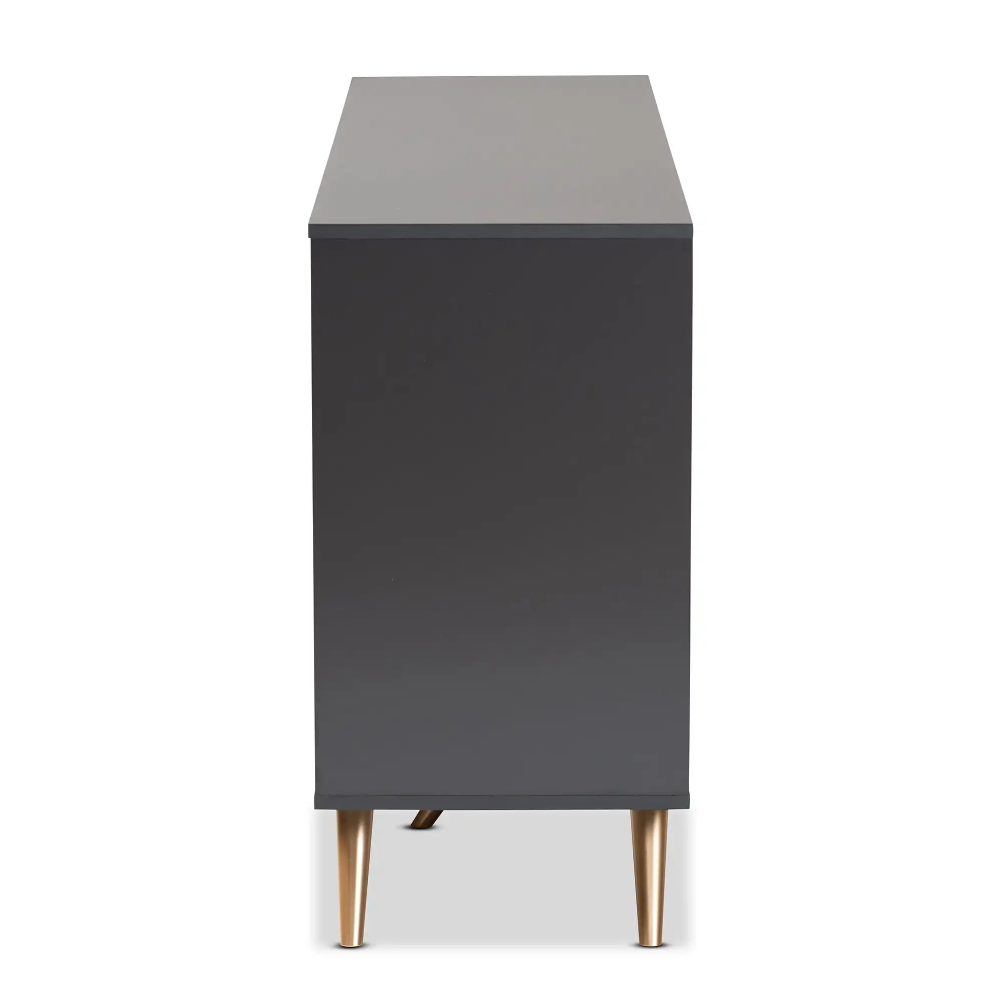 Modern and Contemporary Dark Grey and Gold Finished Wood 2-Door Sideboard Buffet