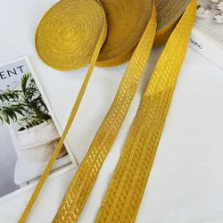 9M/lot wide About 0.6-4 CM Woven Jacquard Ribbon Spun gold Flowers For Clothing Accessory ZH-5816