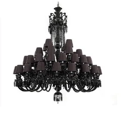 Luxury Black Crystal Chandelier Lighting Villa Hotel Chandeliers Luxurious Living Room Dining Room Lamp Household Light