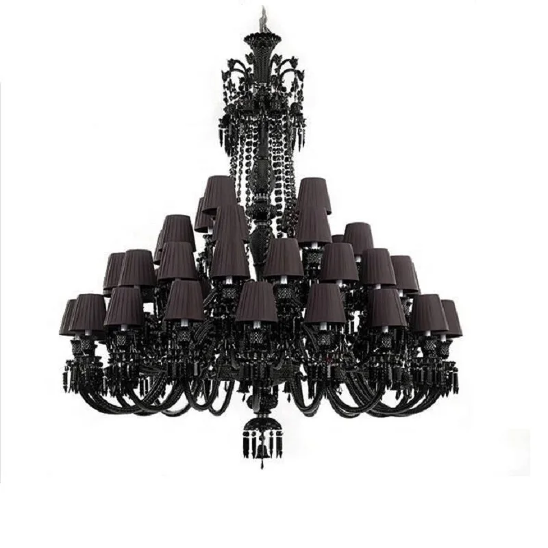 lustre de cristal preto de luxo iluminacao villa lustres do hotel luxuoso sala de estar lampada da sala de jantar luz domestica 01