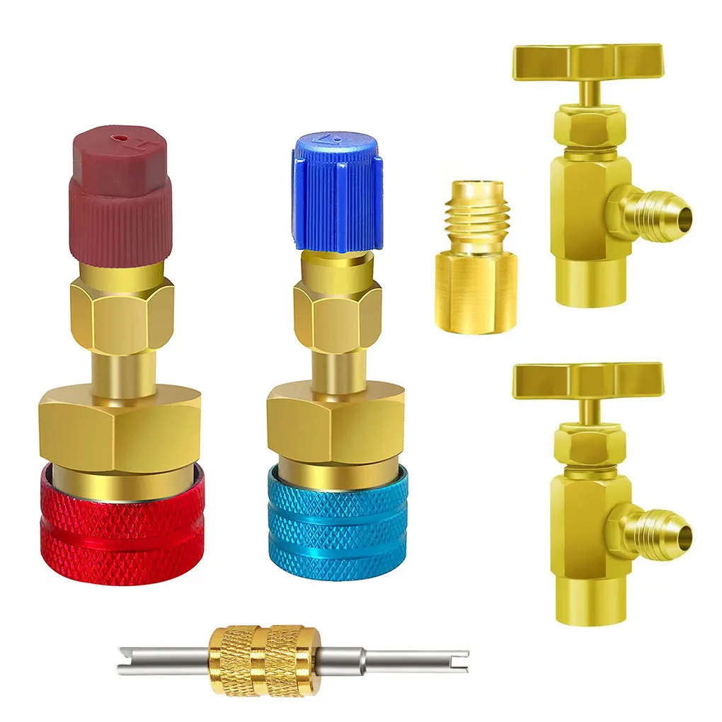 

Переходник R1234YF на R134A для быстрого подключения при обслуживании автомобиля. Съемник шпульки также является практичным инструментом. Металлический.