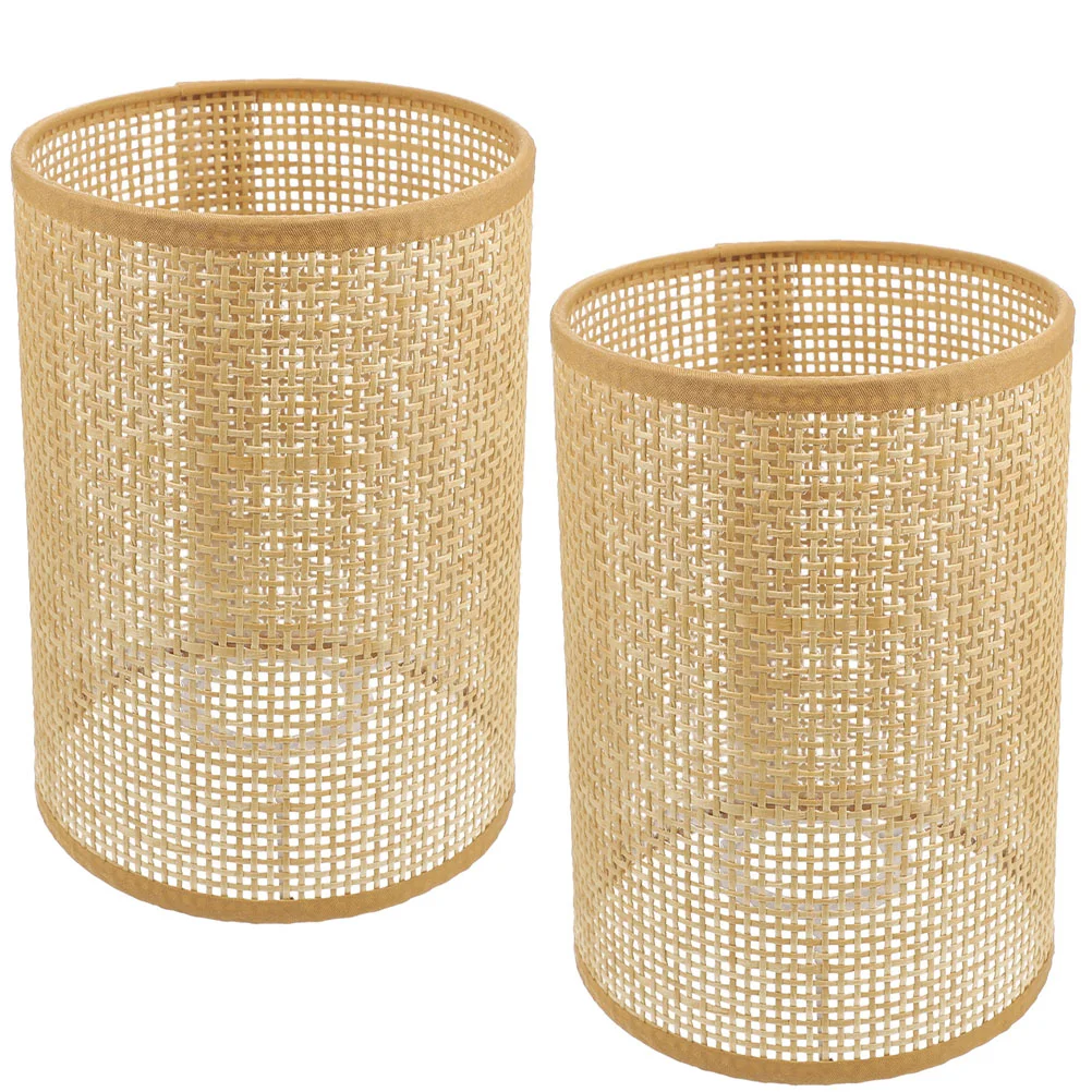 2 Pcs Lamp Shade Lampshade Replacement Shades for Table Hanging Woven Chandelier Country Rattan Unique Lampshades