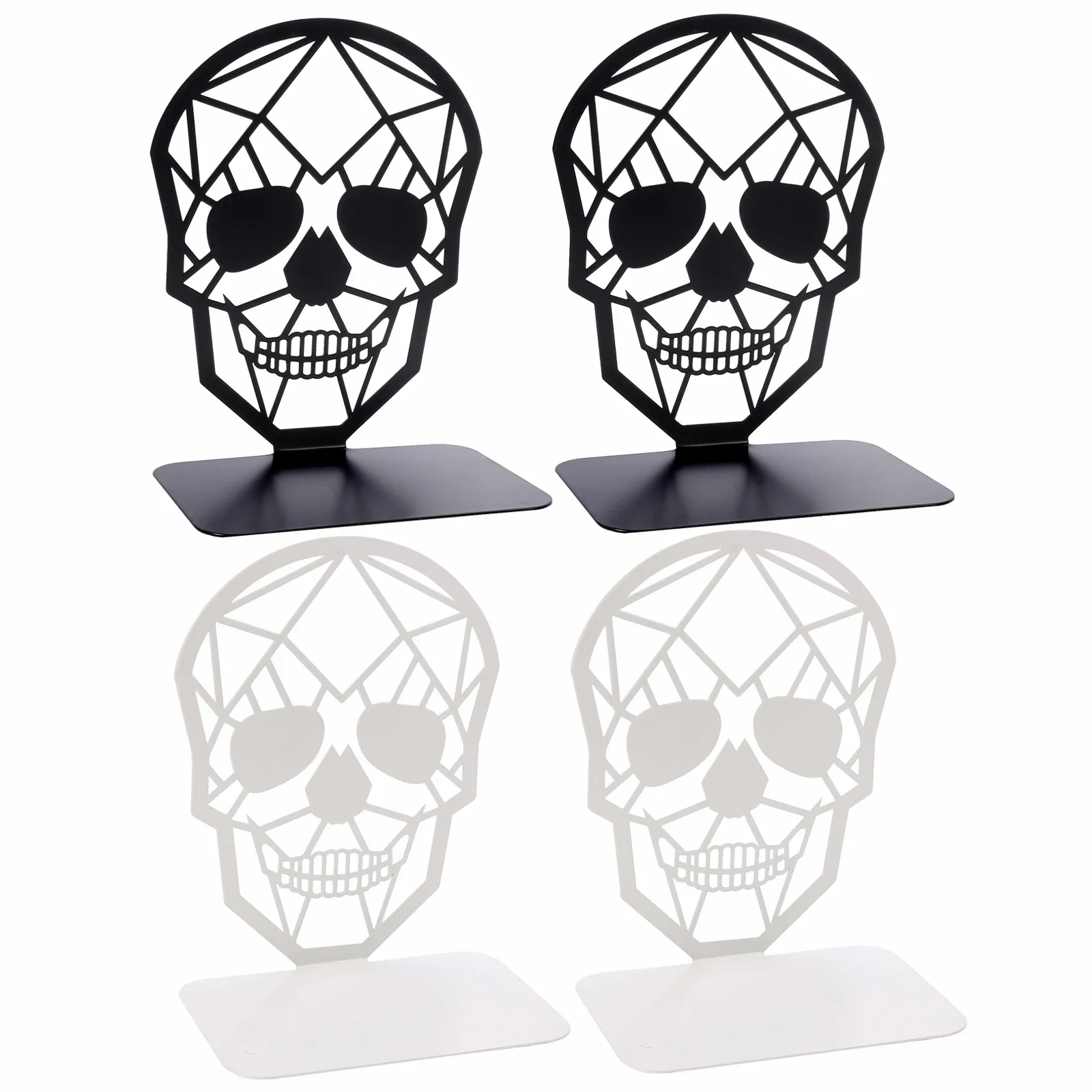 

Hollow Skull Geometric Creative Bookends Personality Desktop Decoration Book Holder Book Support for Study Room Punk Style Lover