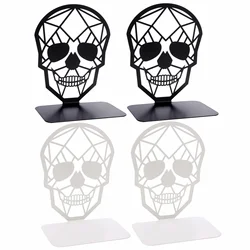 Hollow Skull Geometric Creative Bookends Personality Desktop Decoration Book Holder Book Support for Study Room Punk Style Lover