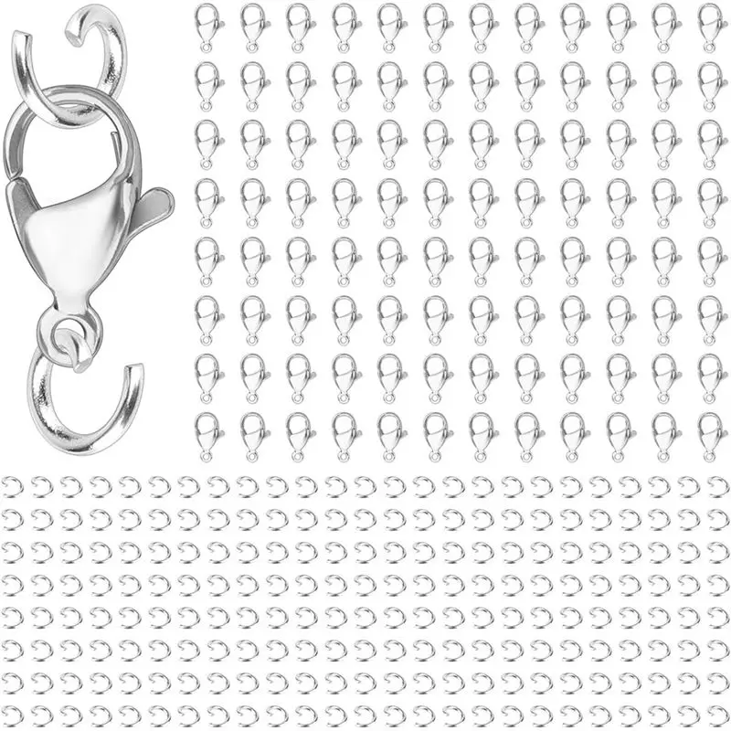 

Набор из 300 шт. застежек-лобстеров и открытых соединительных колец для изготовления ожерелий/браслетов, фурнитура для ювелирных изделий