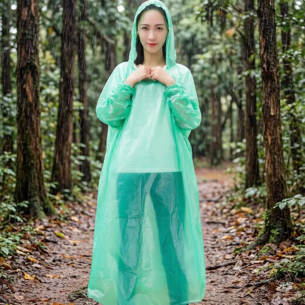 

5/10/20/30/50Pcs Rain Ponchos Adults Disposable Plastic Raincoats with Hood Portable Emergency Raincoats for Outdoor Activities