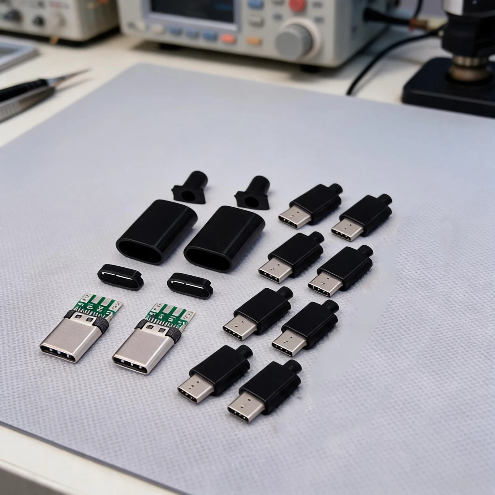 10pcs USB3.1Type C Male PCB Board Solder Wire With Black Or White Shell USB Bi-Directional Green Board Electrical Test Equipment