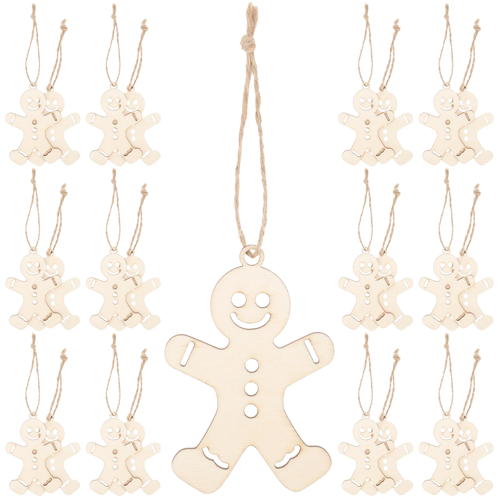 100 Pcs Sticker Wooden Gingerbread Man Decorations Ornaments Hanging Pendant Set Christmas