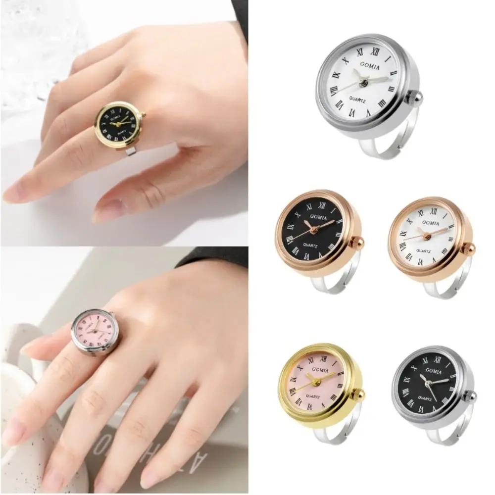 Couple Watches Couple Watch Ring Retro Mini Gift Finger Ring Watch Round Finger Clock Ring Women