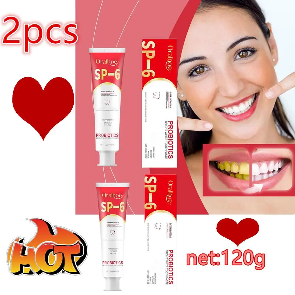 

2x 120g SP-6 Natural Plant Extract Cleaning Toothpaste Oral Hygiene Tooth Cavity Prevention Probiotics Whitening Toothpaste