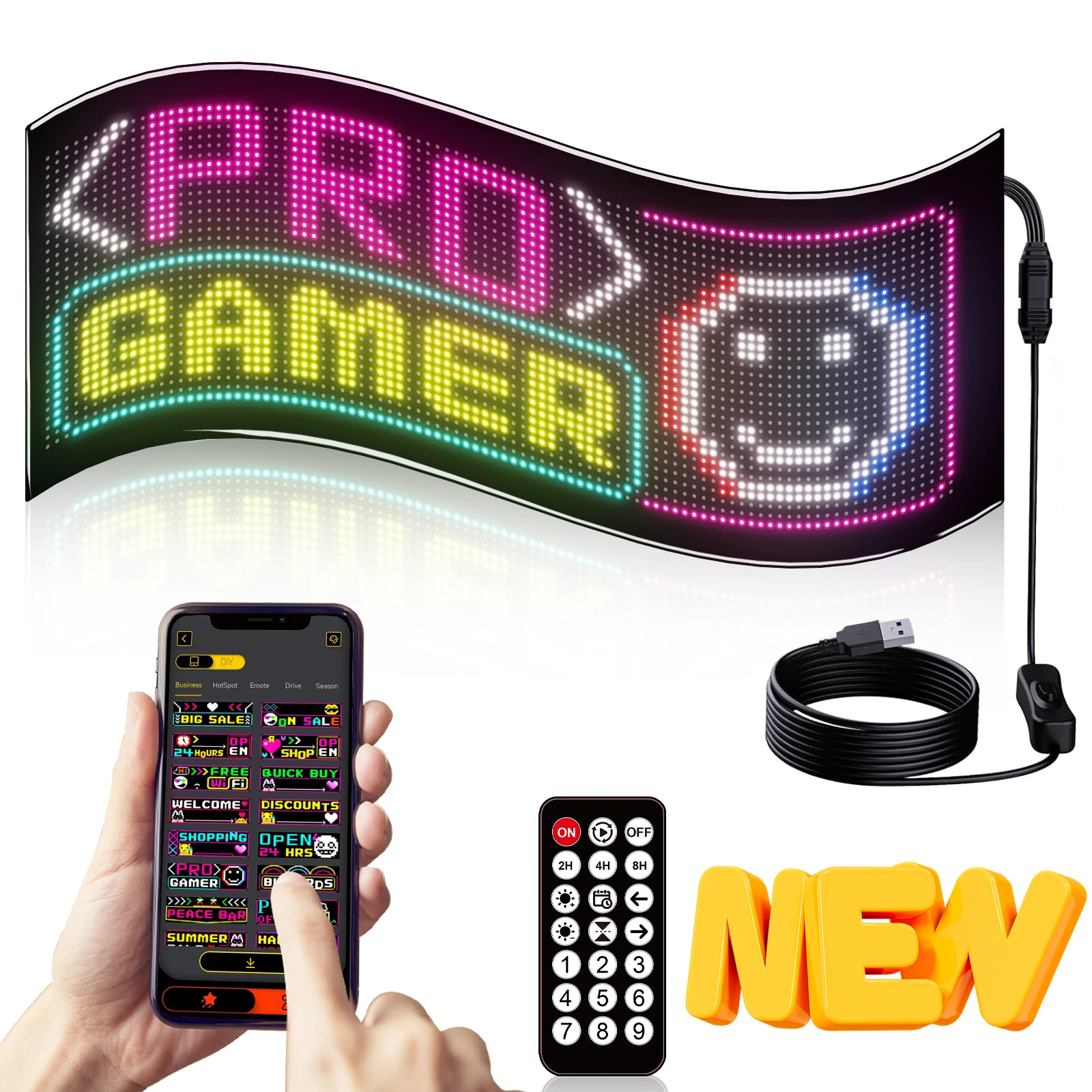 Demon Eyes Car Plus LED Logo APP LED Matrix Pixel Panel Night Light DIY Programmable Flexible LED Display Car Truck Accessorie