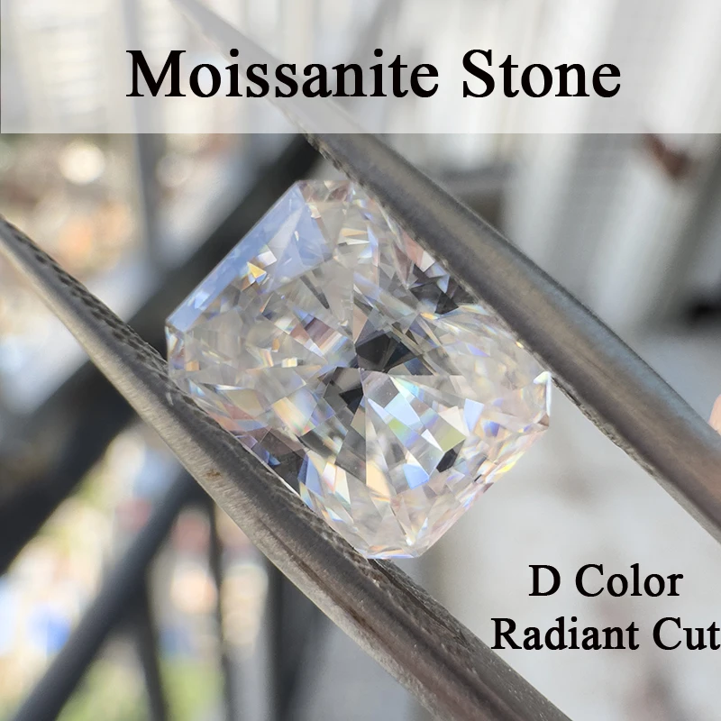 Moissanite Stones D Color Radiant Cut Pass Diamond Tester Gemstone Charms Jewelry Making Materials with GRA Certificate