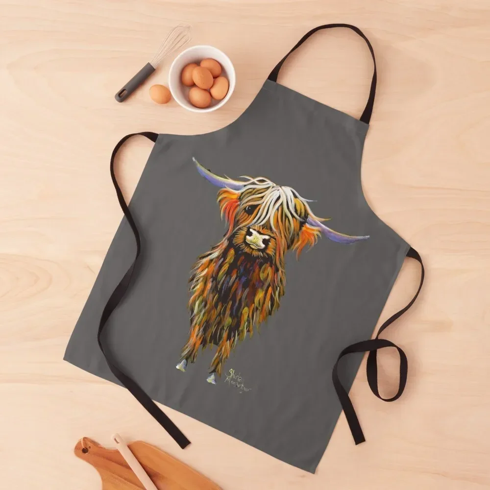 

Scottish Highland Cow ' STEWART ' by Shirley MacArthur Apron Women Kitchen Chef Uniform For Men Custom Hairdressing Apron
