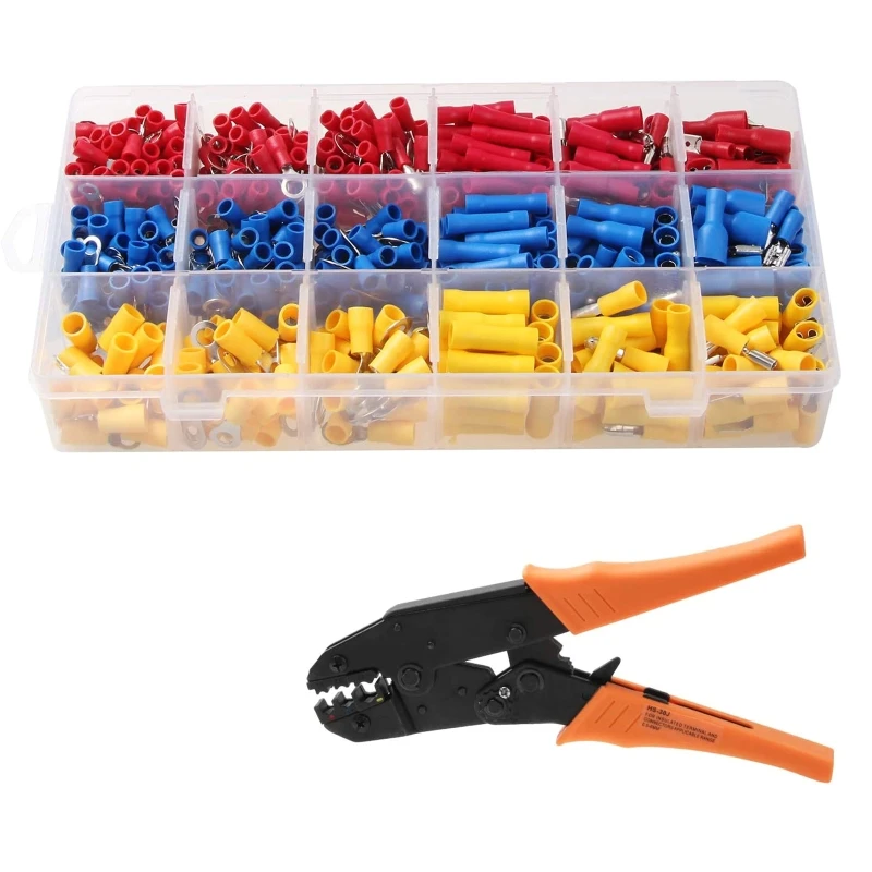 

Multifunctional Crimping Tool Alloy Steel Pre-insulated Bare Terminal Crimping Tool with 700PCS Insulated Butt