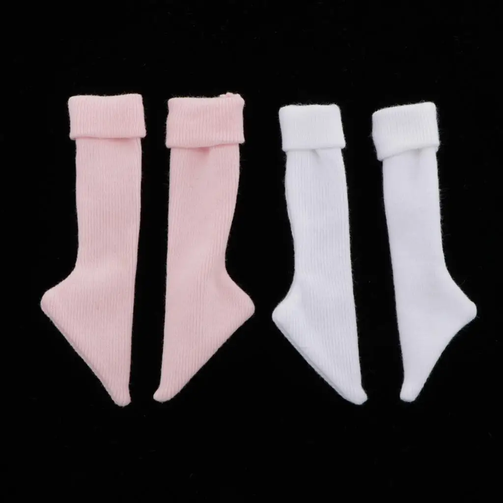 2 Pairs Girls Socks Knitted Stockings /4 Dolls Accessories