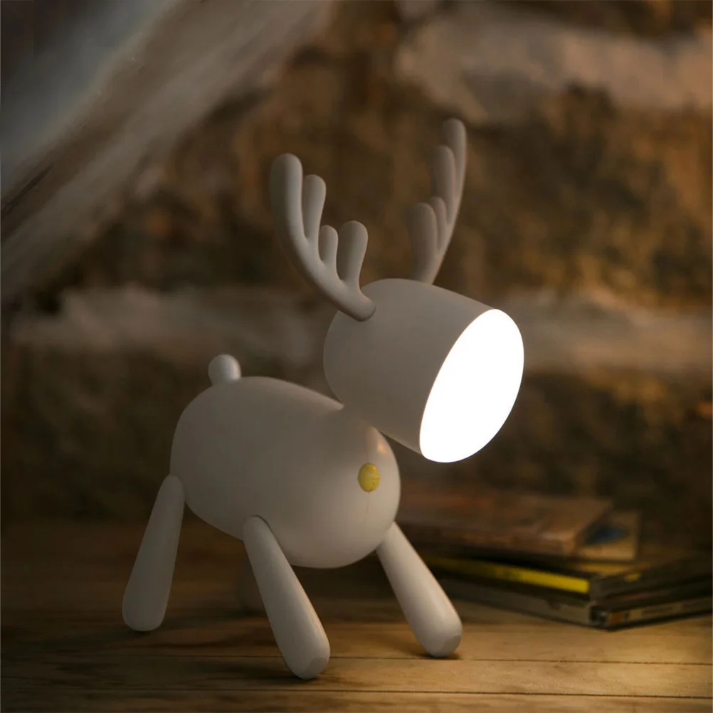 USB شحن Led ضوء الليل الأيائل شكل الكرتون مصباح لغرفة النوم قابلة للشحن سيليكون ليلة مصباح الإضاءة المزاج الدافئ #3