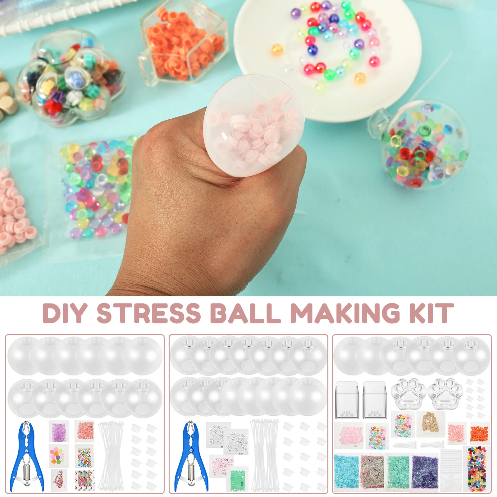 DIY Stressball-Bastelset: Angstlösendes Quetschball-Set, Handgemachte Stressball-Formmaterialien für ASMR-Entspannung – Detail 1