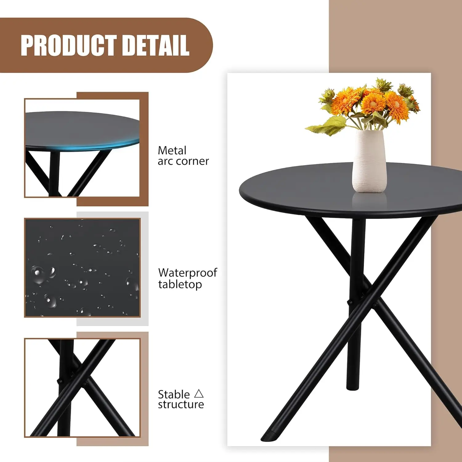 Outdoor Rocking Bistro Set, Textilene Tecido Pequeno Mobiliário Pátio Set, varanda frontal Cadeiras Rocker, Construção Set, 3 PCs