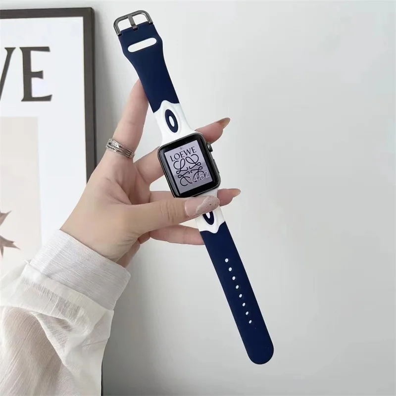 Angel Eye Stitching Color Silicone Strap for Apple Watch Series 7 6 5 4 Sports Fashionable Watch Wristband for iWatch strap