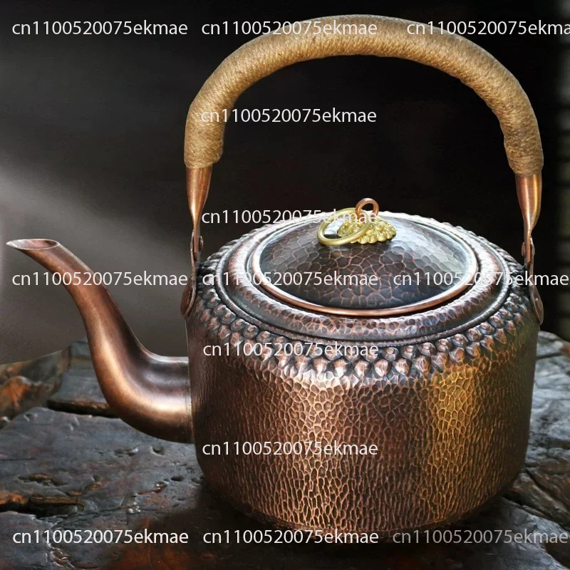 Copper Kettle: Pure Purple Copper, Vintage-Style, Thick-Walled, Gas Tea Kettle, Large Capacity, for Brewing Tea