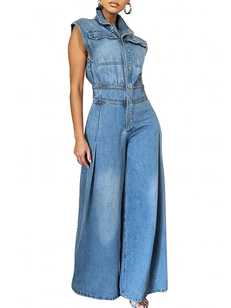 2024 Denim Jumpsuit Women Loose Vintage Preppy Style Overalls Female Fashion Streetwear Chic Popular Harajuku Drop Shipping