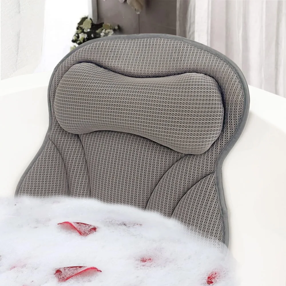 Butterfly bathtub pillow pillow, breathable bathroom pillow with suction cup hook, bath quick-drying pillow