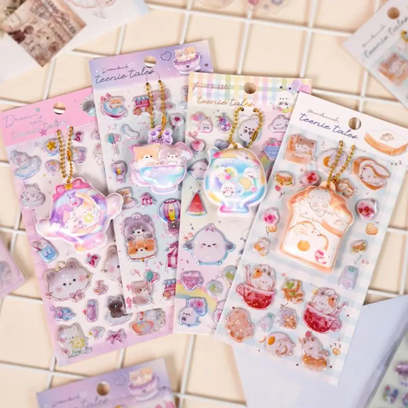 Neue 1/2 Blatt Scrapbooking DIY Journal Schreibwaren Aufkleber Lustige 3D Puffy Sticker zum Aufhängen Niedliche Deko Schulbedarf