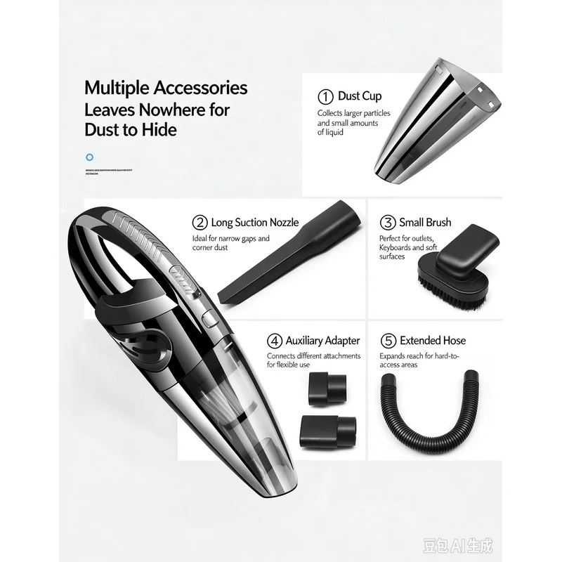 Wireless portable handheld car home vacuum cleaner for household use, small size, dual-purpose for dry and wet cleaning, high po
