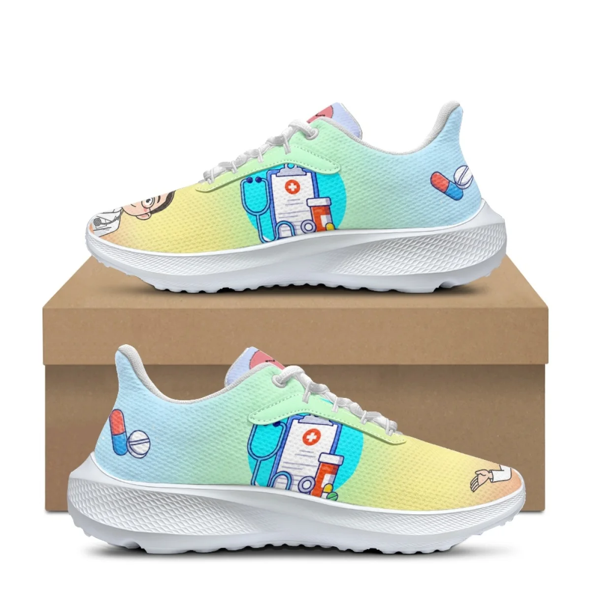 

Cartoon Teeth Pattern Print Women's Running Shoes Casual Flat Sneaker Fashion New Summer Outdoor Lace Up Vulcanized Sports Shoes