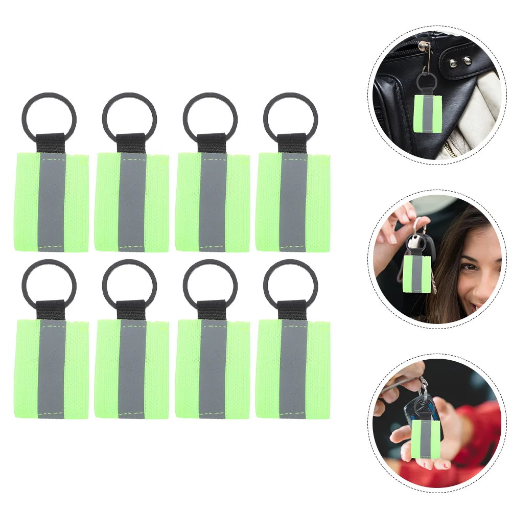 

8 Pcs Reflective Keychain Tag Backpack Accessories Strip Warning Aluminum Alloy Car Keyring Man Mens Keychains