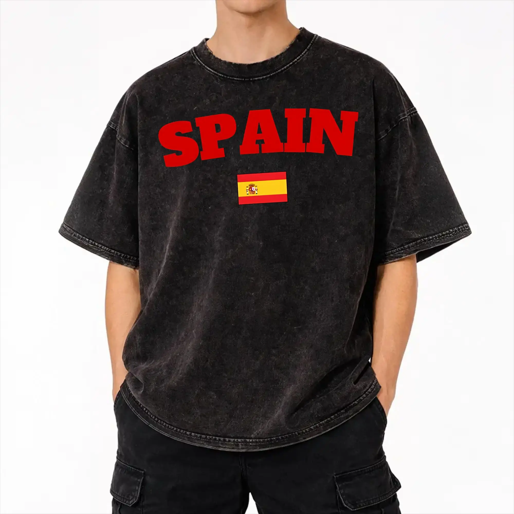 Summer Spain and Flag Make Spain Great Again Washed T Shirt Accessories Oversize T-Shirt  Men Women Tee