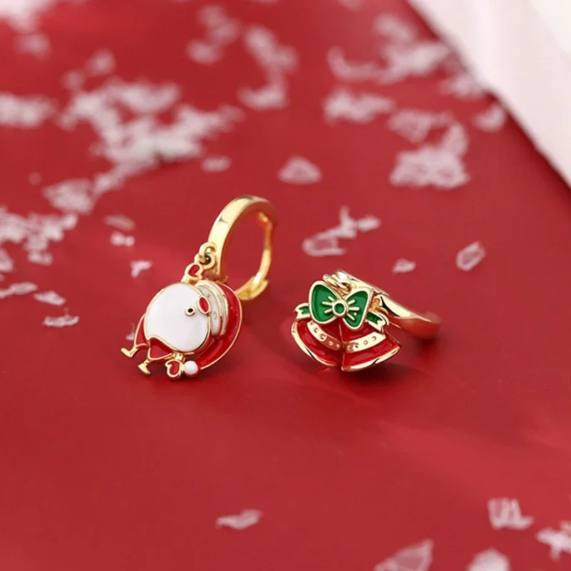 

925 Sterling Silver Needle Cute Christmas Pendant Hoop Earrings for Women Exquisite New Year Gift Earrings 2023 INS Fine Jewelry