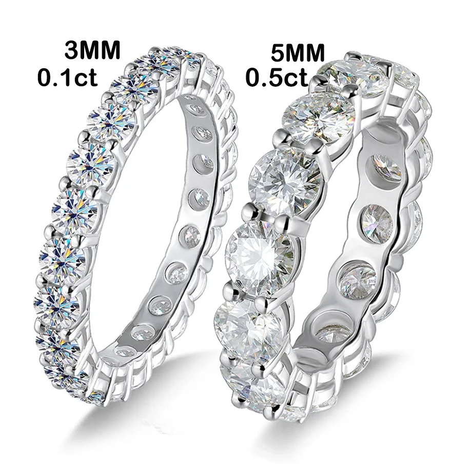 Super Flash Full Moissanite Ring for Women 3-5MM Vs1 GRA Certificate Laboratory Diamond Rings S925 Silver Wedding Jewelry