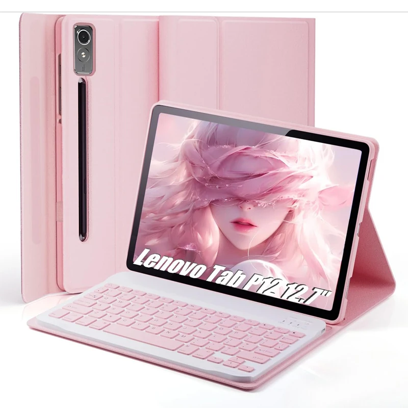 For Lenovo Xiaoxin Pad Pro 2025 Case with Wireless Bluetooth Keyboard,Detachable Trackpad Backlit Cover Xiaoxin Pad Pro 12.7 