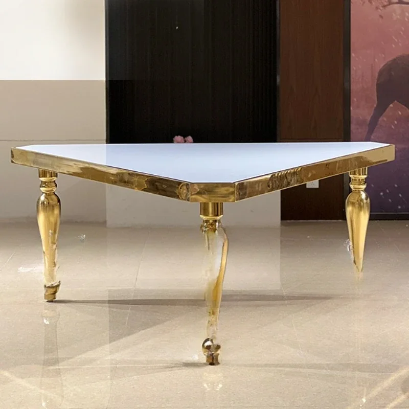 Hotel Furniture Stainless Steel Frame Triangle Dining Table Mariage