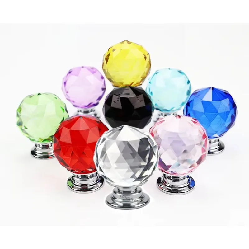 

Лидер продаж, красочная ручка с хрустальным шаром, ручка 30/40 мм, ручка из хрустального стекла для выдвижного ящика, шкафа, гардероба