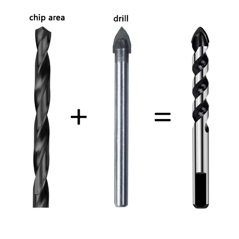 The New 1 Sets Multifunctional Twist Drill Hole Make Triangle Hex Shank Drill Bits For Ceramic Tile Concrete Glass Marble Etc.