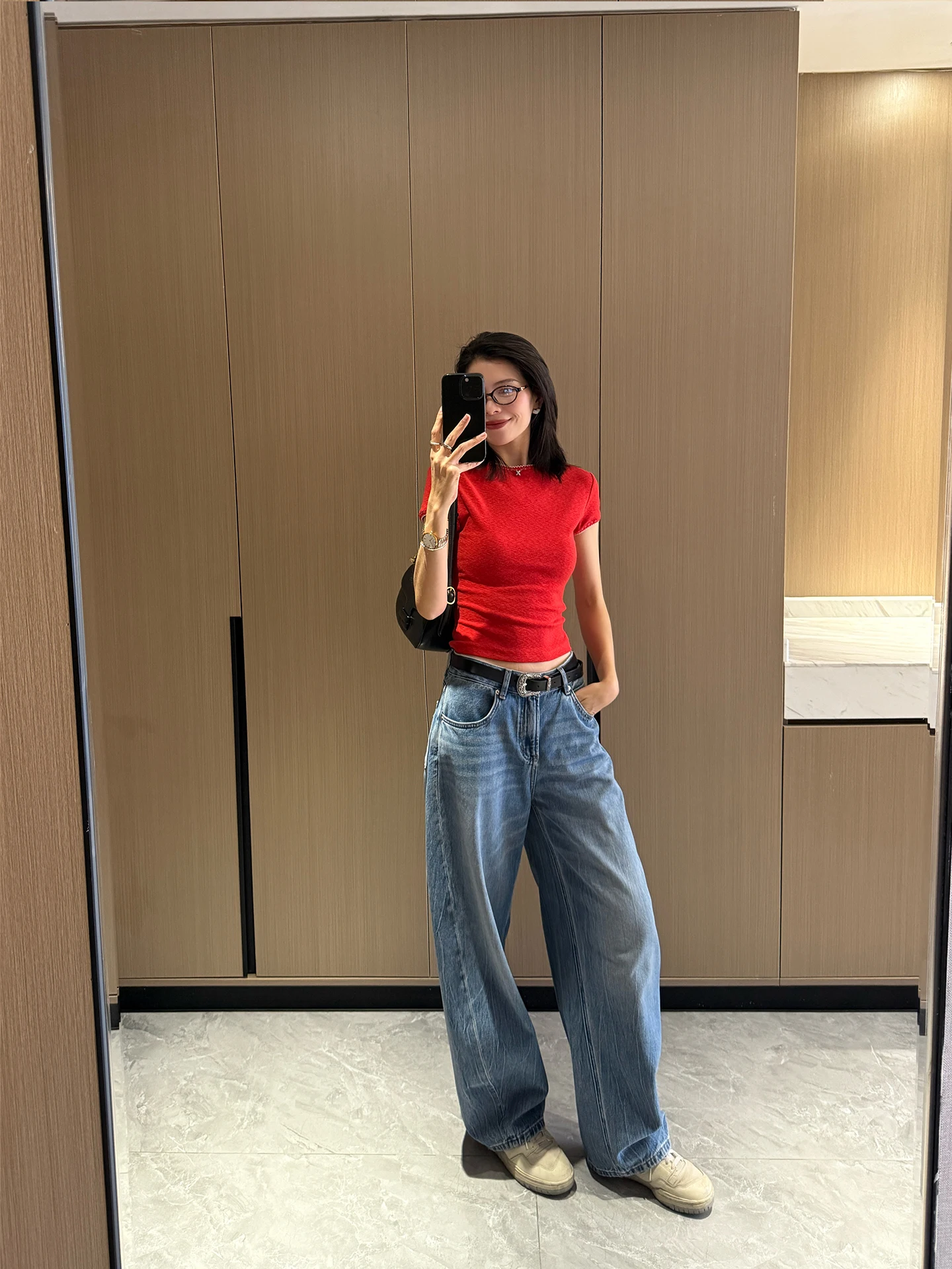 

00% Cotton Loose Women's Jeans Soft Wide Leg Balloon Pants Casual Straight Cut l Waist Zipper Closure Comfortable Brea...