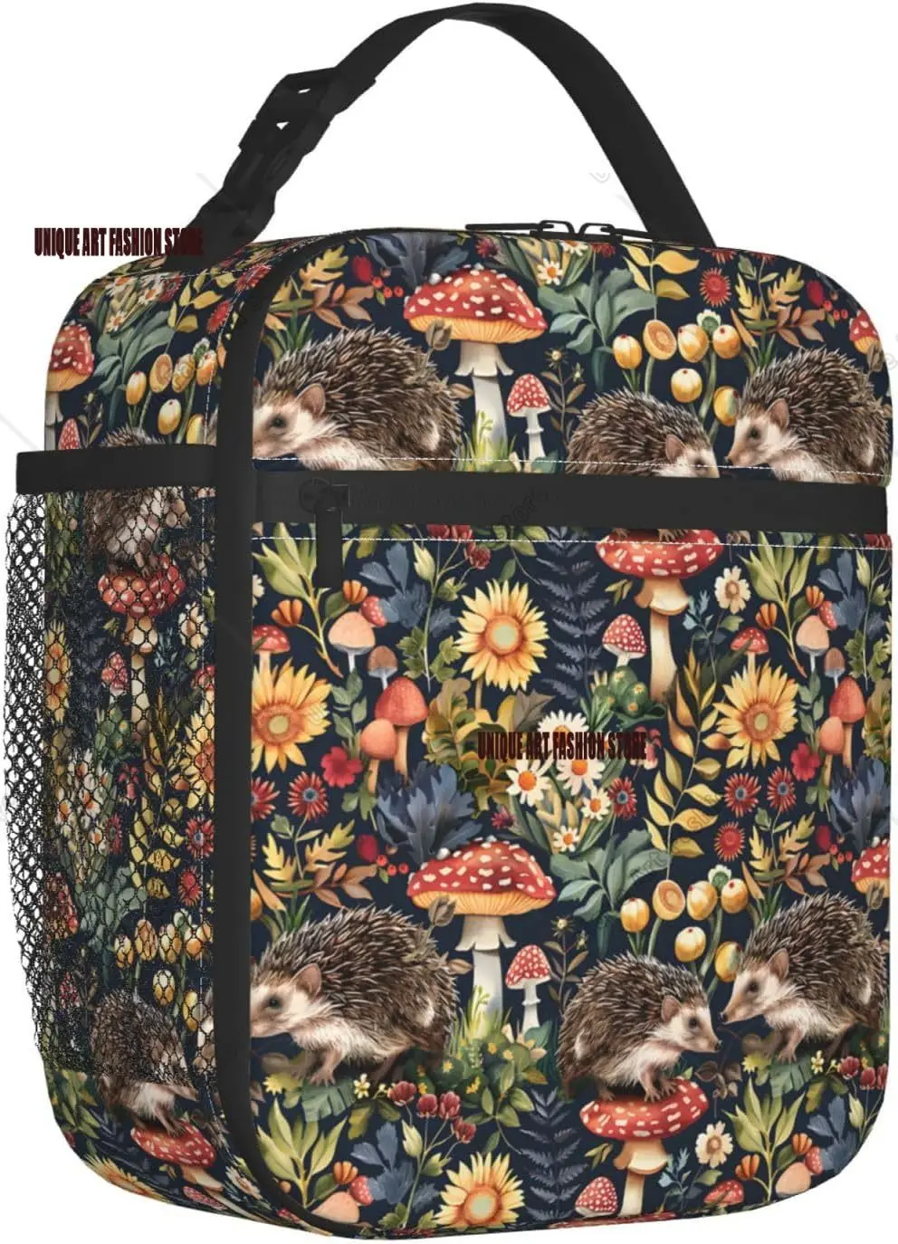 Fiambrera aislada, bolsa de almuerzo reutilizable para la escuela, oficina, trabajo, Picnic, viajes, bosque, erizo, seta, fiambrera