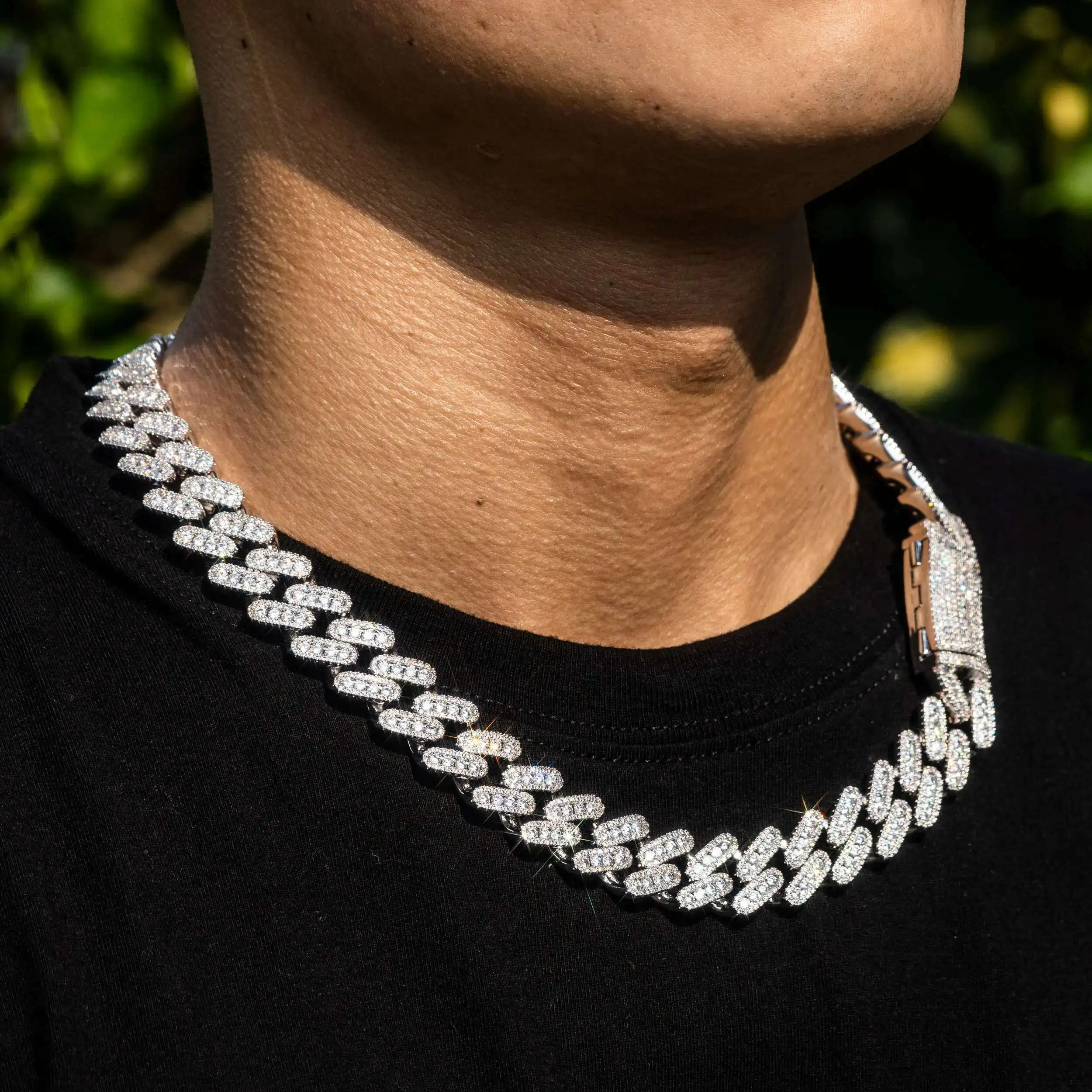 

12mm 15mm 18mm Sterling Silver Miami Cuban Link Chain Necklace Vvs Moissanite Hip Hop Jewelry Necklace