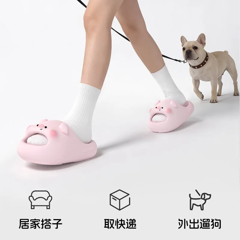 Cute Pink Pig Slides Women Men funny Cartoon EVA Slippers Thick Sole Non Slip Home Bathroom Summer Indoor beach Outdoor Sandals image 3