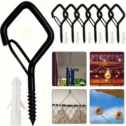 10/20Pcs Q Hanger Hooks with Safety Buckle Windproof Anti-shedding Screw Hook Ceiling Flower Pot Plant Hanger Decorative Hook