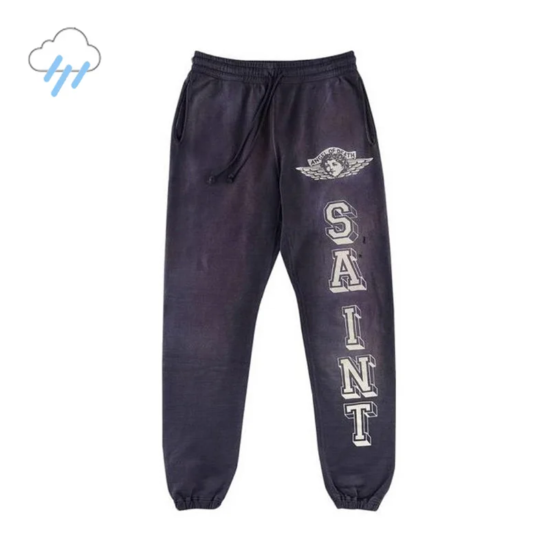 

24FW High Quality 3D Crack Letter Logo Print Saint Sweatpants Men Women Jogger Drawstring Casual Pants Loose Cotton Trousers