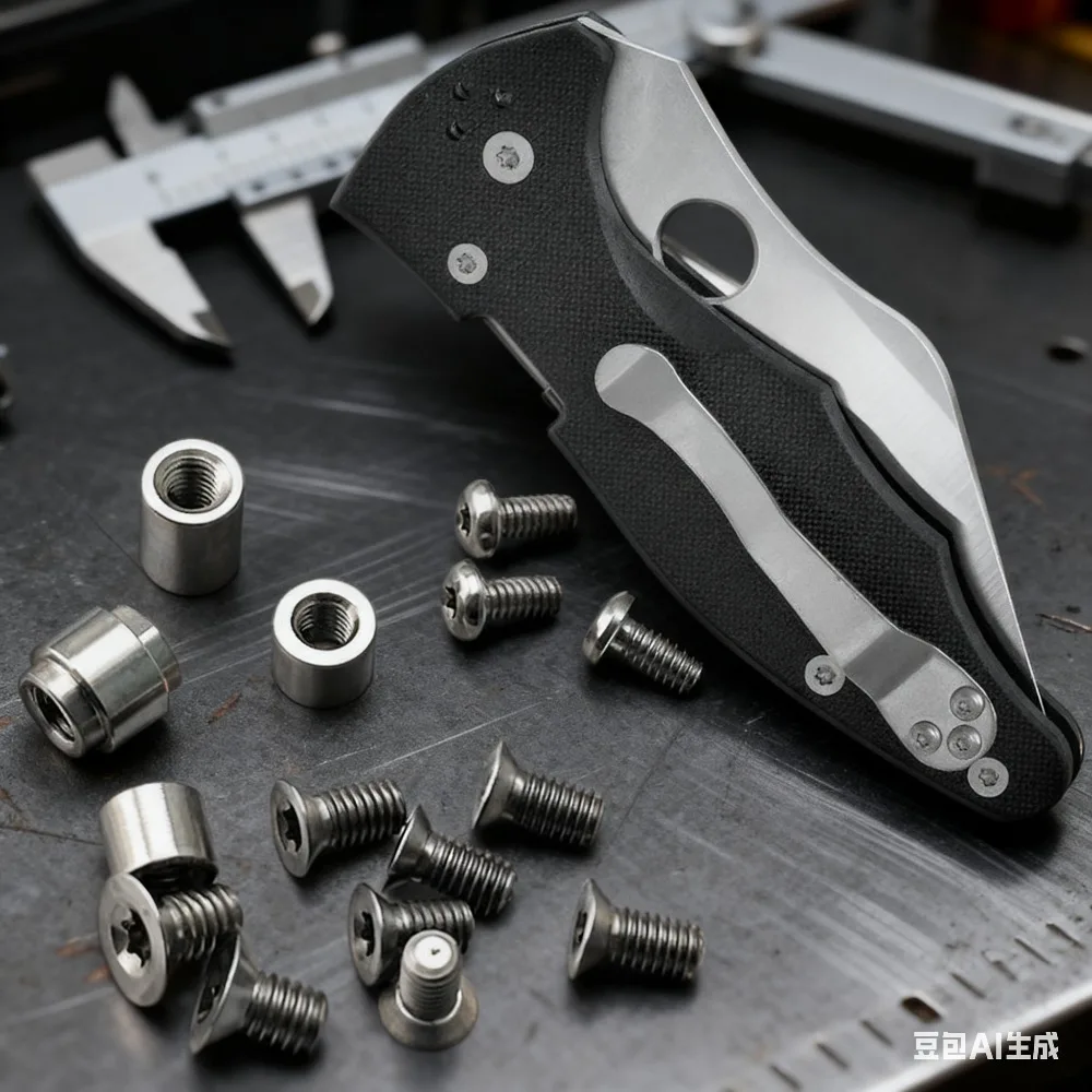 مسامير مقبض تيتانيوم TC4 لـ Yojimbo 2/2C - تشكيله باستخدام الحاسب الآلي، بأكسيد 3 ألوان، 3.3 جرام خفيفة الوزن